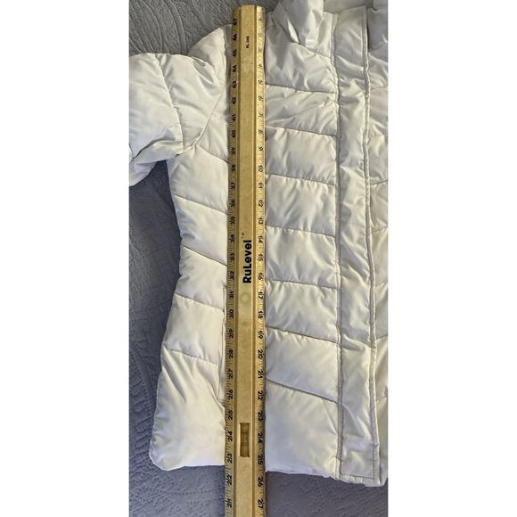 US Polo Association White Sz L Puffer Full Zip Snap blue Embroidered Pony Coat - Picture 10 of 11